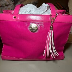 Bosom Buddy Bag NWOT Pink Medium Satchel Bag - Silver Accents - Logo cover on
